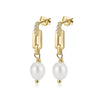 Wholesale S925 Sterling Silver Geometric Baroque Natural Freshwater Pearl Earrings For Women With Electroplating