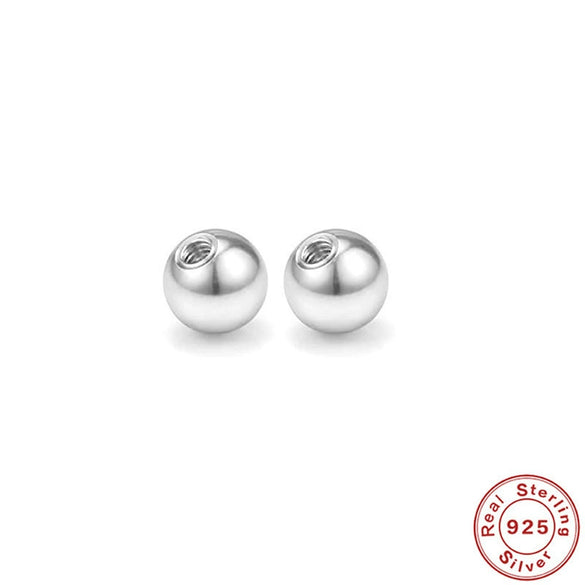 Wholesale S925 Sterling Silver Geometric Bead Earplugs Body Piercing Threaded Ear Plugs With Small Gold Balls Electroplated Ear Stud Accessories Unisex