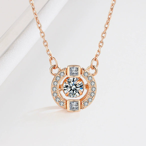 Wholesale S925 Sterling Silver Geometric Beating Heart Pendant Necklace With Diamond Design And Cross Chain For Female