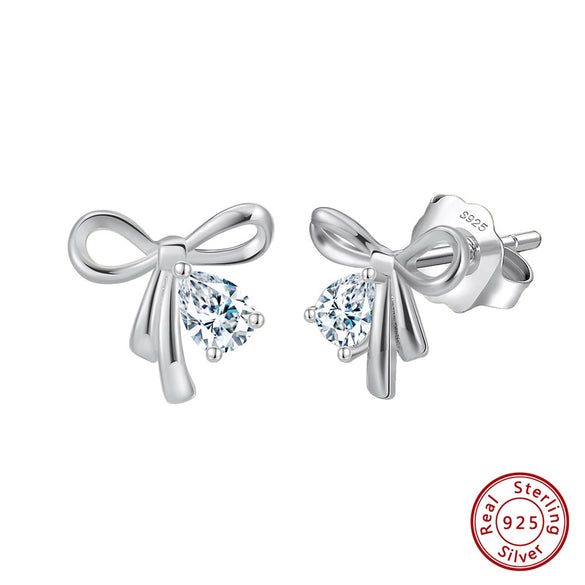 Wholesale S925 Sterling Silver Geometric Bow Earrings For Girls Cute Style