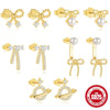 Wholesale S925 Sterling Silver Geometric Bow Earrings For Women With Electroplating And Shining Planet Design