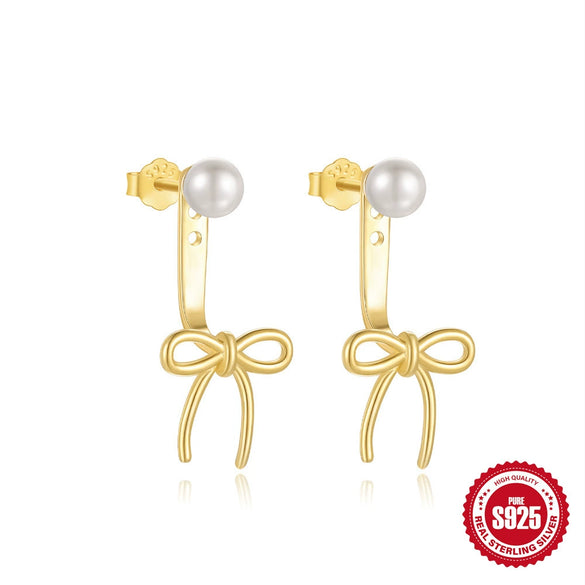 Wholesale S925 Sterling Silver Geometric Bow Earrings For Women With Electroplating And Shining Planet Design