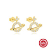 Wholesale S925 Sterling Silver Geometric Bow Earrings For Women With Electroplating And Shining Planet Design