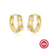 Wholesale S925 Sterling Silver Geometric Bow Square Quartet Star Earrings With Zirconia Design For Women