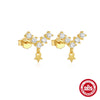 Wholesale S925 Sterling Silver Geometric Bow Square Quartet Star Earrings With Zirconia Design For Women