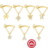 Wholesale S925 Sterling Silver Geometric Bow Tassel Chain Flat Head Thread Puncture Ear Nail Earrings With Environmentally Friendly Plating