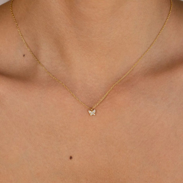 Wholesale S925 Sterling Silver Geometric Butterfly Necklace For Women With Electroplating O Chain