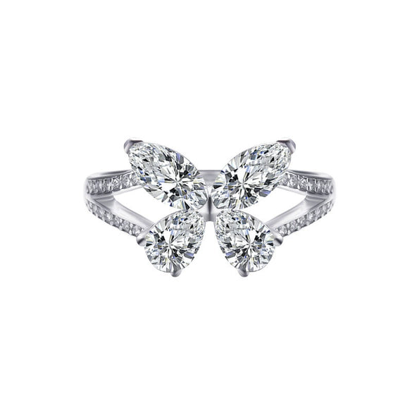 Wholesale S925 Sterling Silver Geometric Butterfly Ring With High Carbon Diamond Electroplated Fashion Jewelry For Women
