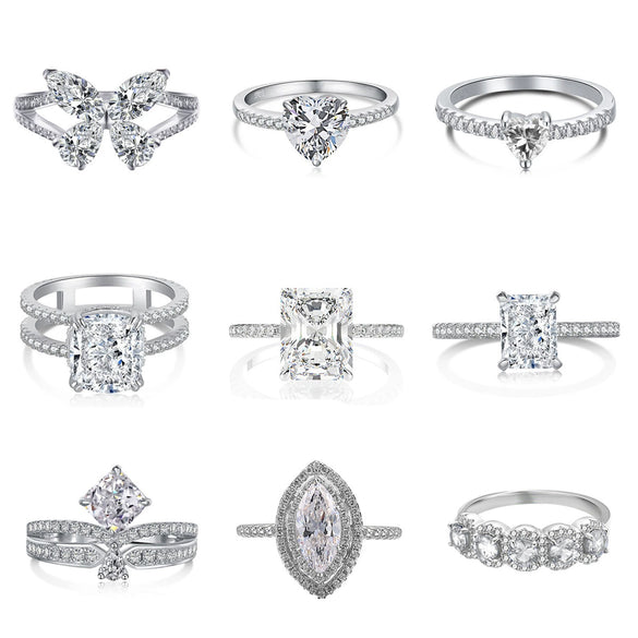 Wholesale S925 Sterling Silver Geometric Butterfly Ring With High Carbon Diamond Electroplated Fashion Jewelry For Women