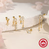 Wholesale S925 Sterling Silver Geometric Butterfly Star Moon Sunflower Zirconia Cartilage Spiral Tassel Piercing Earrings For Unisex