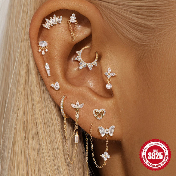 Wholesale S925 Sterling Silver Geometric Butterfly Stud Earrings For Women With Electroplating