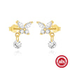 Wholesale S925 Sterling Silver Geometric Butterfly Stud Earrings For Women With Electroplating