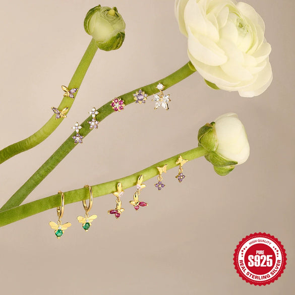 Wholesale S925 Sterling Silver Geometric Butterfly Stud Earrings For Women With Electroplating