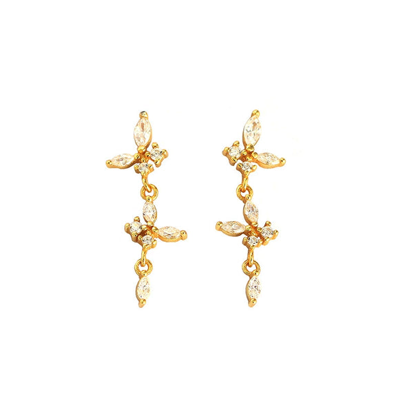 Wholesale S925 Sterling Silver Geometric Butterfly Tassel Earrings Electroplated
