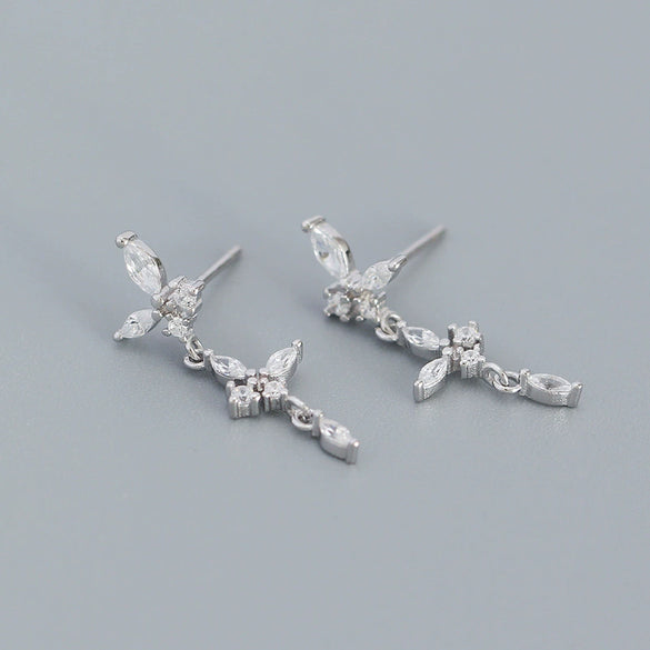 Wholesale S925 Sterling Silver Geometric Butterfly Tassel Earrings Electroplated