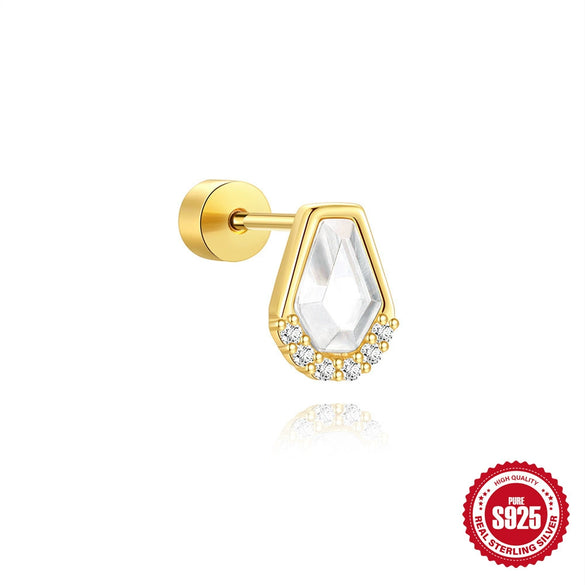 Wholesale S925 Sterling Silver Geometric Butterfly Zircon Flat Head Cylindrical Thread Piercing Ear Bone Nail With Environmentally Friendly Electroplating