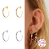 Wholesale S925 Sterling Silver Geometric C Shaped Multicolored Diamond Earrings With Electroplating