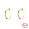Wholesale S925 Sterling Silver Geometric C Shaped Multicolored Diamond Earrings With Electroplating