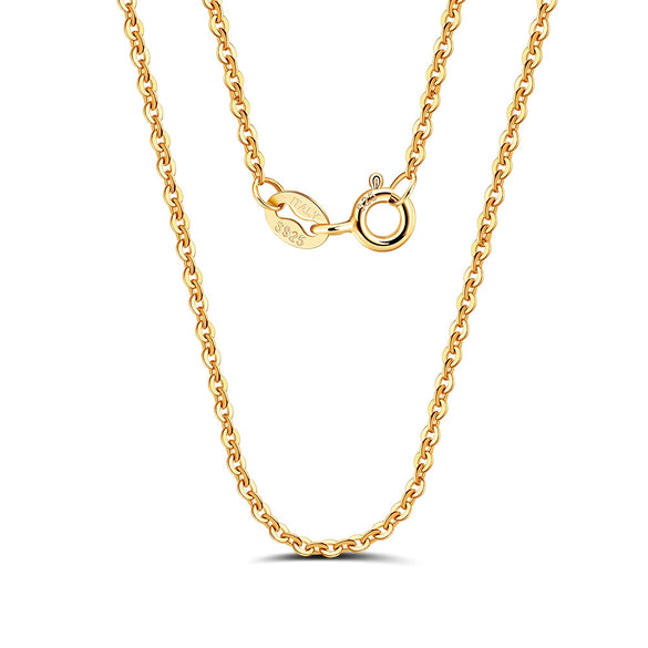Wholesale S925 Sterling Silver Geometric Calendered Chain Necklace Electroplated