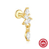 Wholesale S925 Sterling Silver Geometric Cartilage Flathead Spiral Piercing Earrings With Diamond Encrustment And Environmentally Friendly Electroplating For Unisex