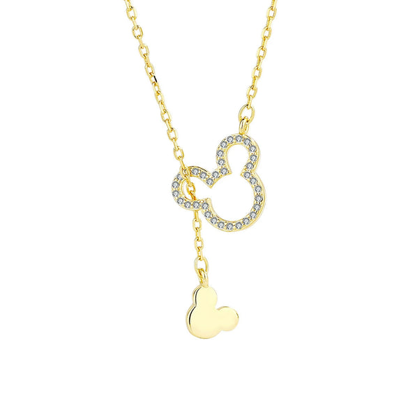 Wholesale S925 Sterling Silver Geometric Cartoon Mouse Bear Necklace