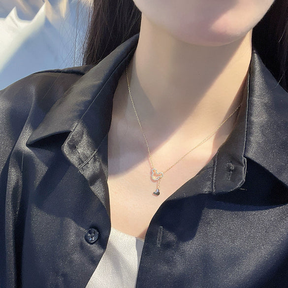 Wholesale S925 Sterling Silver Geometric Cartoon Mouse Bear Necklace