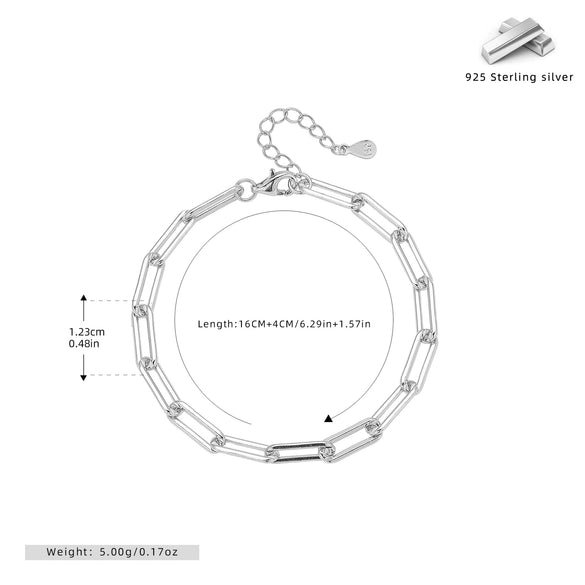 Wholesale S925 Sterling Silver Geometric Chain Bracelet For Women With Electroplating Design