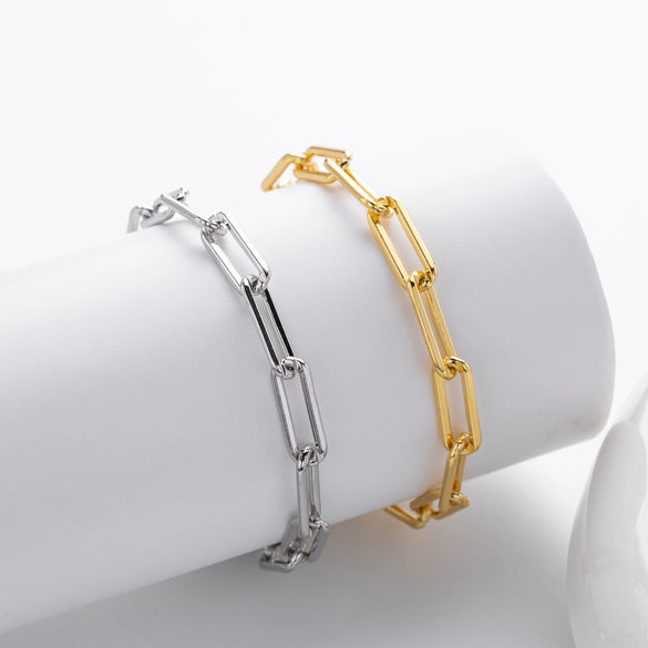 Wholesale S925 Sterling Silver Geometric Chain Bracelet For Women With Electroplating Design