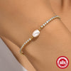 Wholesale S925 Sterling Silver Geometric Chain Diamond Pearl Light Luxury Bracelet With Electroplating For Women