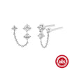 Wholesale S925 Sterling Silver Geometric Chain Tassel Diamond Earrings For Women