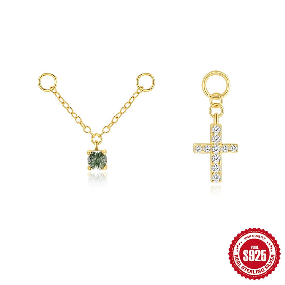 Wholesale S925 Sterling Silver Geometric Charm Cross Chain Pendant Earrings For Women With Simple Design Sense