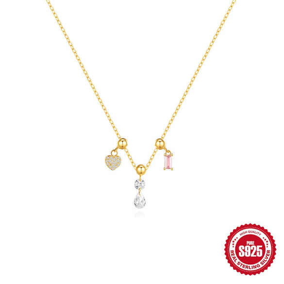 Wholesale S925 Sterling Silver Geometric Charm Necklace With Detachable Pendant And O Chain Electroplated