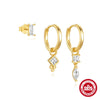 Wholesale S925 Sterling Silver Geometric Classic Aperture Earrings With Micro Set Road Drill Detachable Pendant For Women