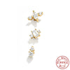 Wholesale S925 Sterling Silver Geometric Combination Color Earrings With Electroplating Three Sets Of Stacked Earrings Suit For Women