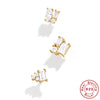 Wholesale S925 Sterling Silver Geometric Combination Color Earrings With Electroplating Three Sets Of Stacked Earrings Suit For Women