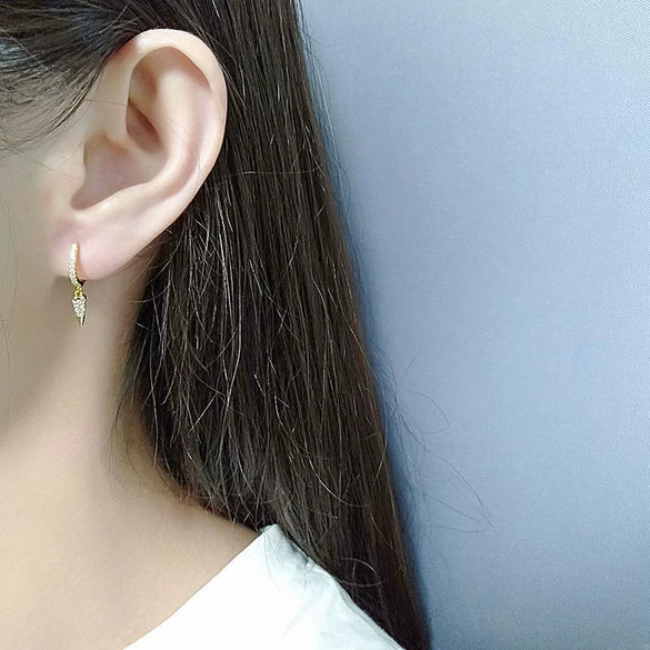 Wholesale S925 Sterling Silver Geometric Cone Ear Buckle Earrings