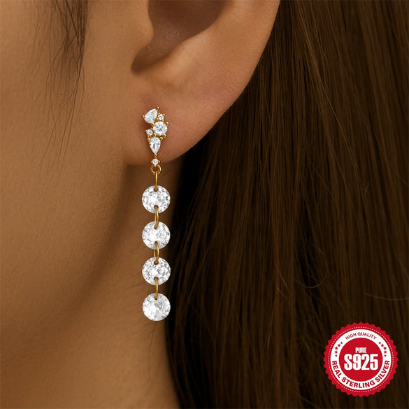 Wholesale S925 Sterling Silver Geometric Creative All Match Tassel Long Drop Earrings For Women