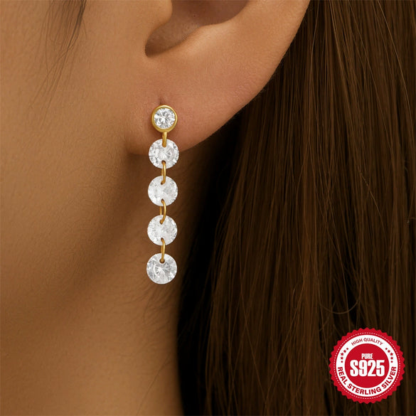 Wholesale S925 Sterling Silver Geometric Creative All Match Tassel Long Drop Earrings For Women