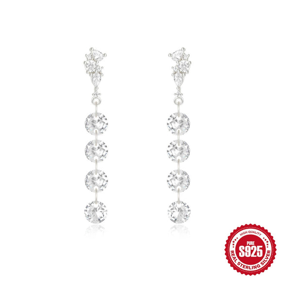 Wholesale S925 Sterling Silver Geometric Creative All Match Tassel Long Drop Earrings For Women