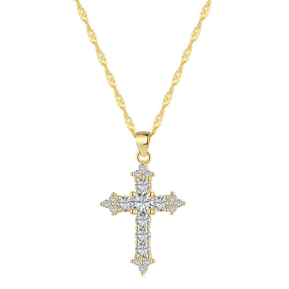 Wholesale S925 Sterling Silver Geometric Cross Hip Hop Clavicle Necklace Electroplated