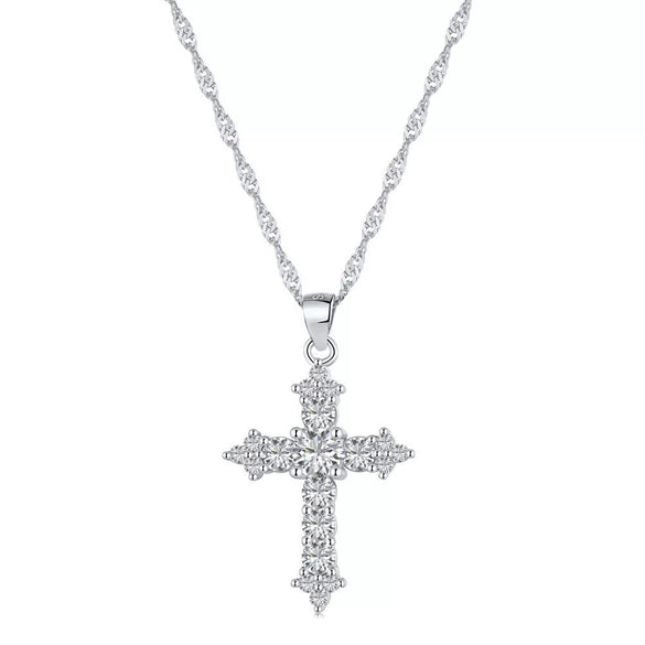 Wholesale S925 Sterling Silver Geometric Cross Hip Hop Clavicle Necklace Electroplated