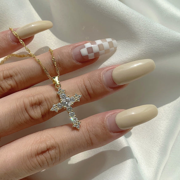 Wholesale S925 Sterling Silver Geometric Cross Hip Hop Clavicle Necklace Electroplated