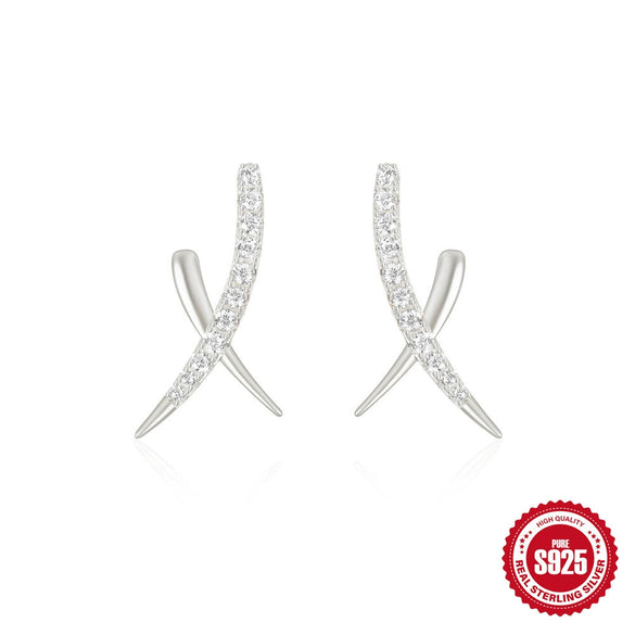 Wholesale S925 Sterling Silver Geometric Cross Multi Layer Women's Earrings With Electroplating Simple Elegant Style