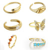 Wholesale S925 Sterling Silver Geometric Cross Ring With Flower Butterfly Design Electroplated Adjustable Opening For Women