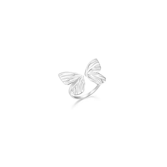Wholesale S925 Sterling Silver Geometric Cross Ring With Flower Butterfly Design Electroplated Adjustable Opening For Women
