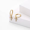 Wholesale S925 Sterling Silver Geometric Cross With Zircon Light Luxury Women's Ear Buckle Earrings