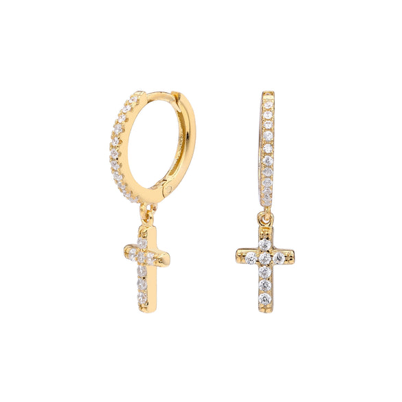 Wholesale S925 Sterling Silver Geometric Cross With Zircon Light Luxury Women's Ear Buckle Earrings