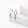 Wholesale S925 Sterling Silver Geometric Cross With Zircon Light Luxury Women's Ear Buckle Earrings