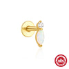 Wholesale S925 Sterling Silver Geometric Crown Horse Eye Aobao Diamond Flat Bottom Spiral Puncture Ear Nail With Environmentally Friendly Plating Ear Jewelry