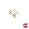 Wholesale S925 Sterling Silver Geometric Crown Horse Eye Aobao Diamond Flat Bottom Spiral Puncture Ear Nail With Environmentally Friendly Plating Ear Jewelry